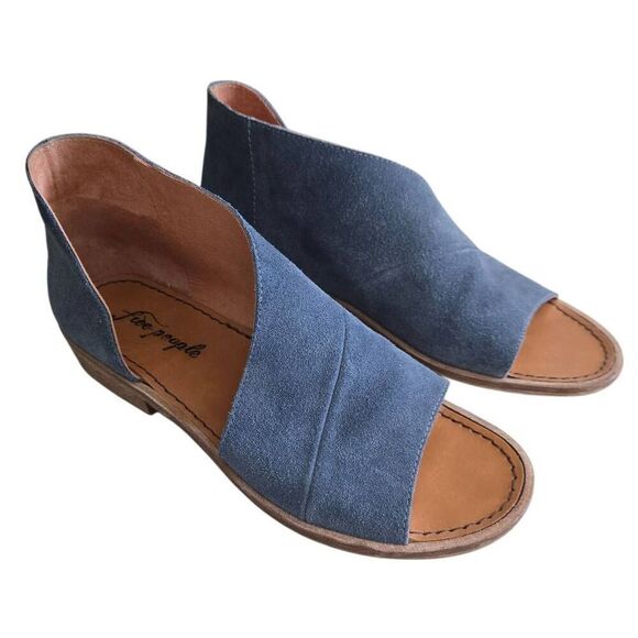 Free People Mont Blanc Blue Suede Sandals Size 381/2 US 8 - Picture 4 of 15